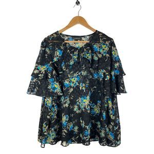 Lane Bryant Black Lace Floral Cheetah Print Top 16